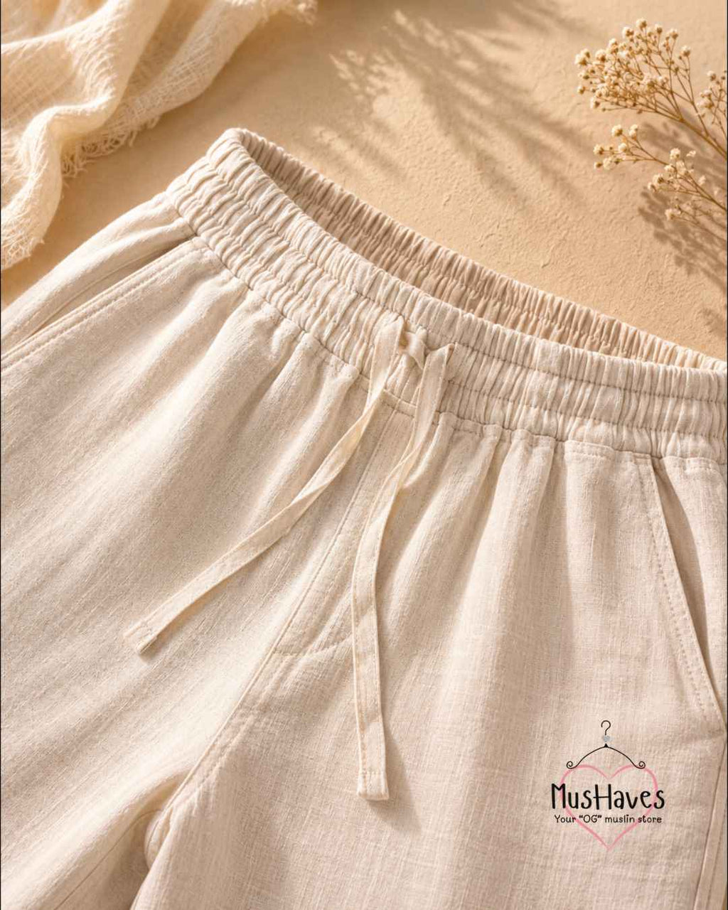 Muslin Henley & Regular Fit Bottoms Curated Set – Melon Pulp + Beige