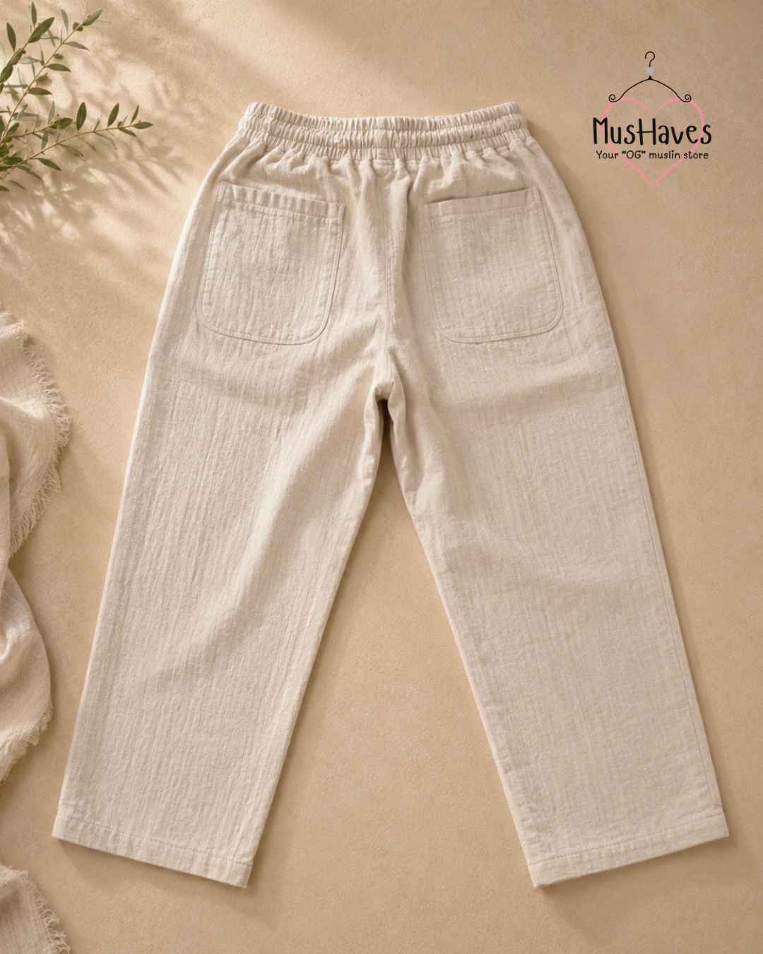 Muslin Henley & Regular Fit Bottoms Curated Set – Melon Pulp + Beige