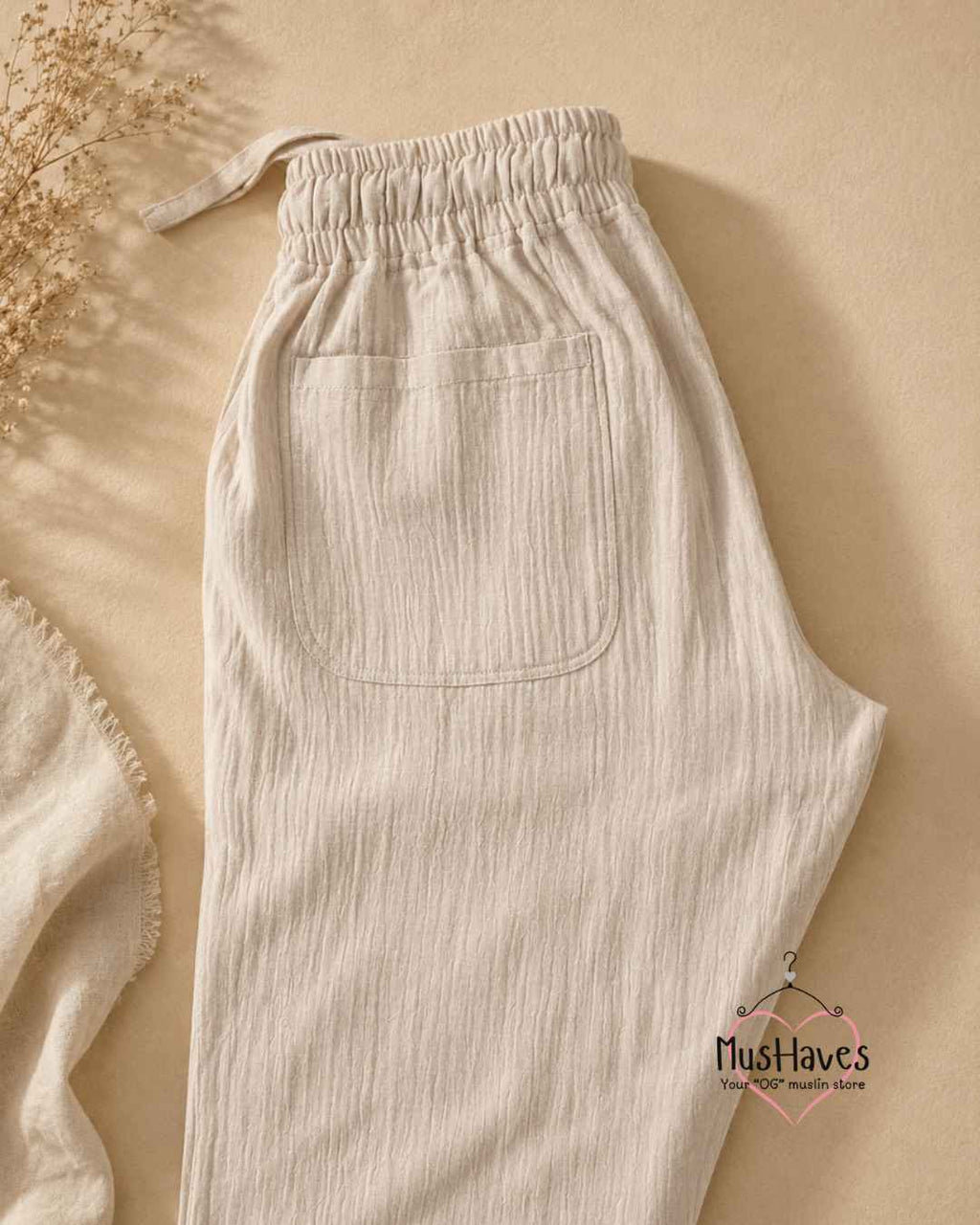 Muslin Henley & Regular Fit Bottoms Curated Set – Melon Pulp + Beige