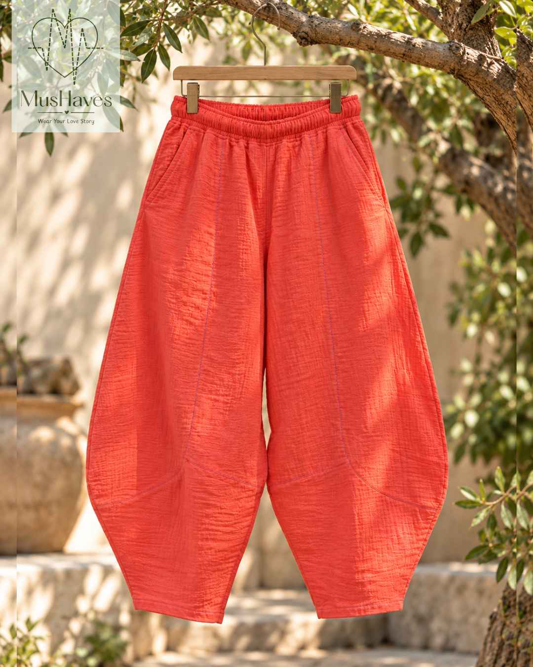 Muslin Happy Hoppers - Relaxed Fit Double Gauze Muslin Pants | Melon Pulp