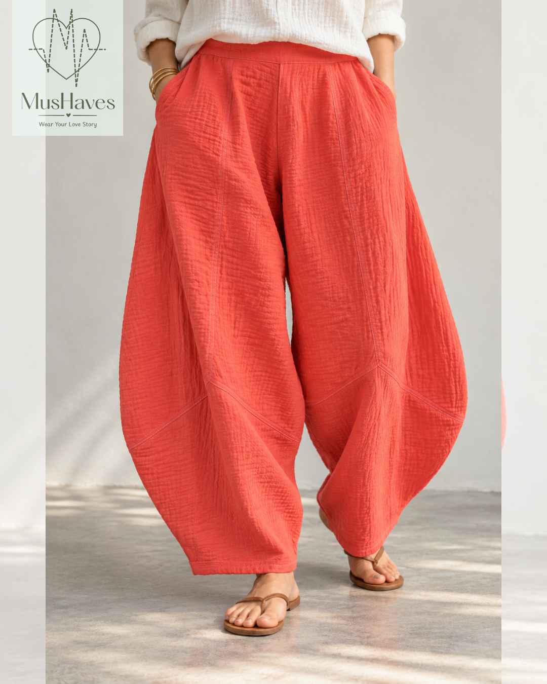Muslin Happy Hoppers - Relaxed Fit Double Gauze Muslin Pants | Melon Pulp