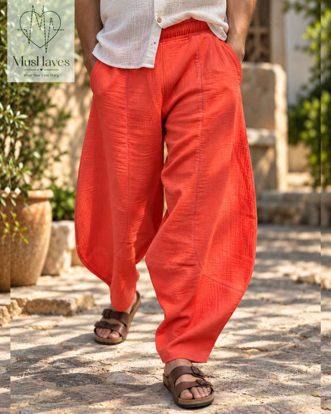 Muslin Happy Hoppers - Relaxed Fit Double Gauze Muslin Pants | Melon Pulp