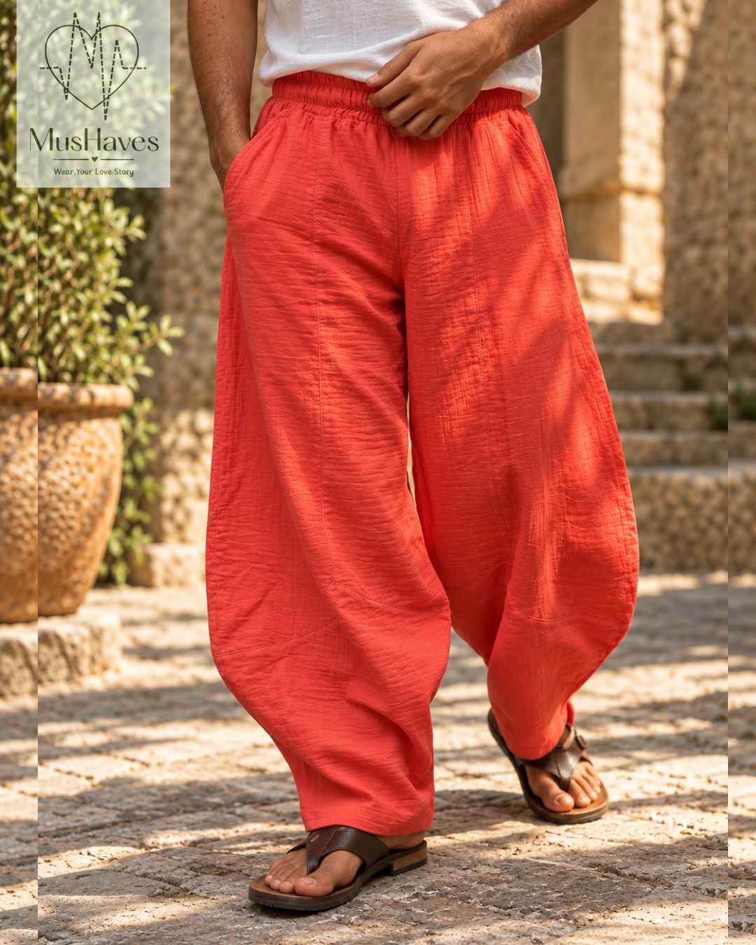 Muslin Happy Hoppers - Relaxed Fit Double Gauze Muslin Pants | Melon Pulp