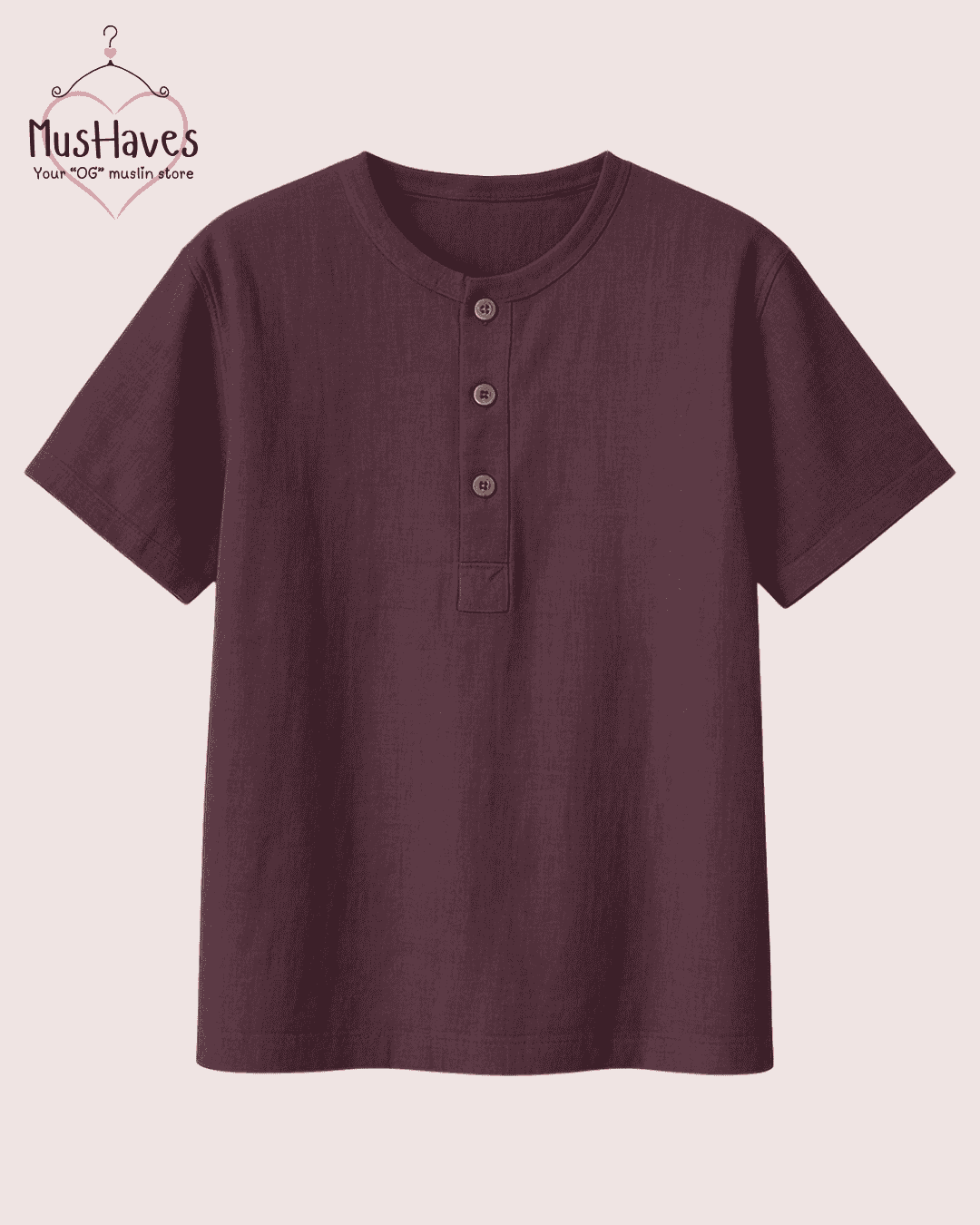 Classic Muslin Henley – Dark Brown
