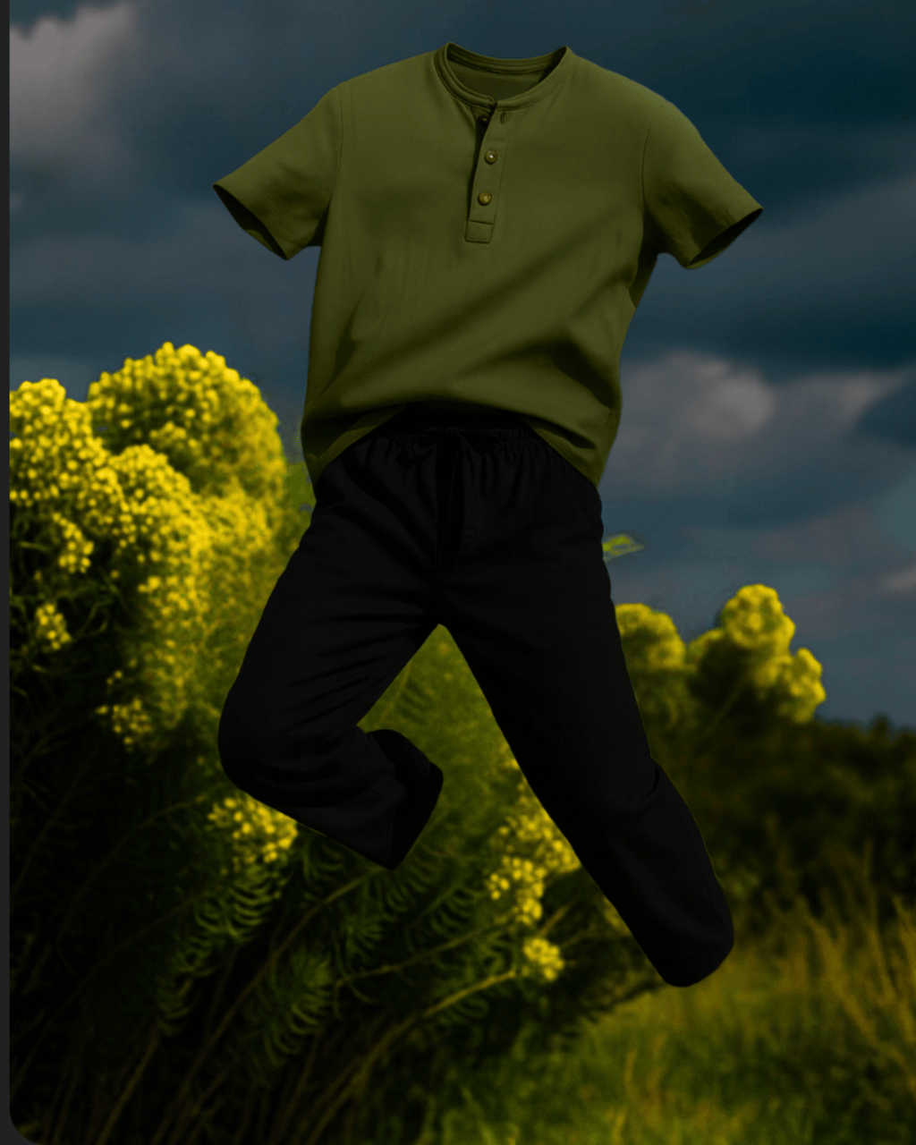 Premium Muslin Combo set | Teeshirt + Bottoms | Green + Black