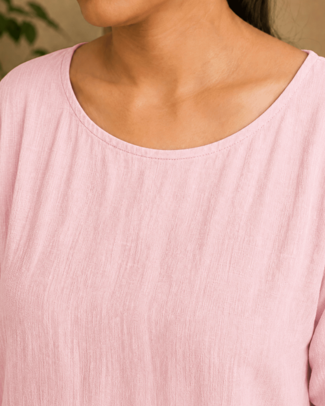 Luxury Muslin A-Line Long Kurta & Straight Pants Coord – Baby Pink