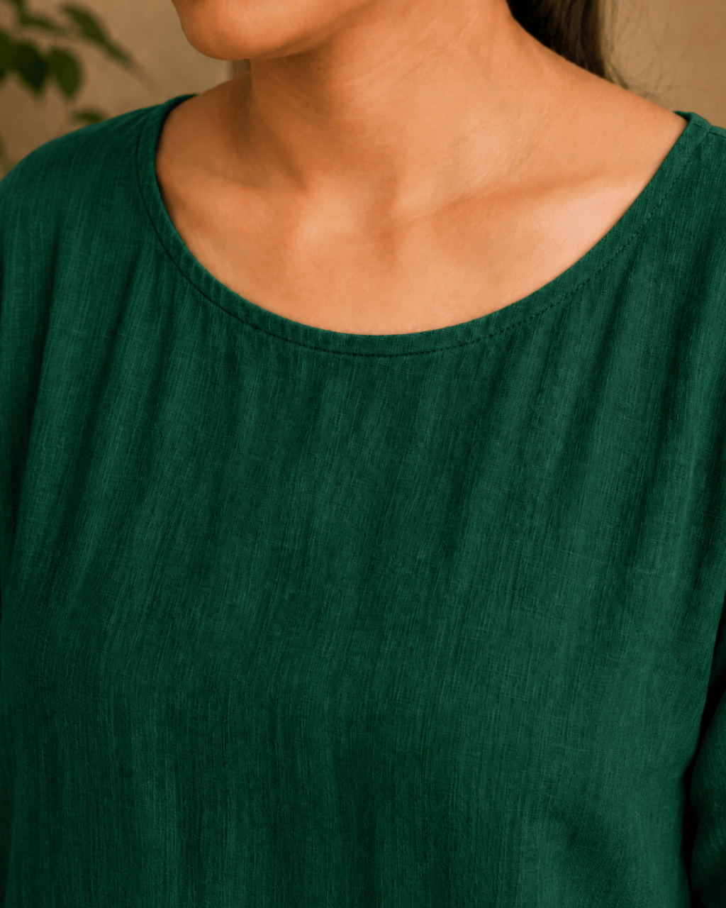 Luxury Muslin A-Line Long Kurta & Straight Pants Coord – Forest Green