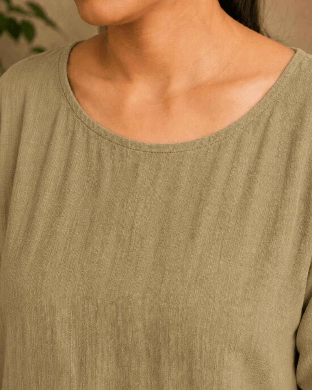 Luxury Muslin A-Line Long Kurta & Straight Pants Coord – Khadi Green