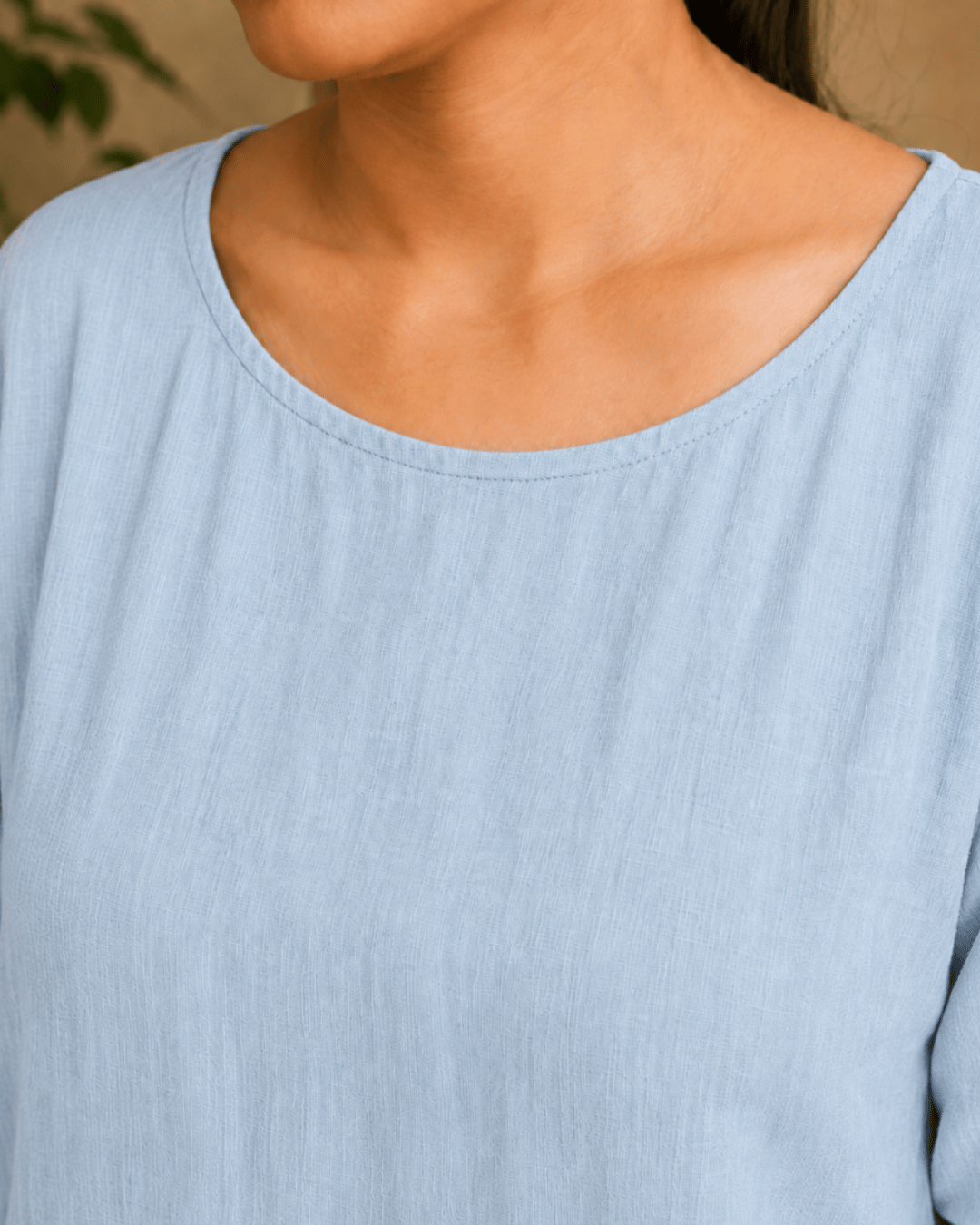 Luxury Muslin A-Line Long Kurta & Straight Pants Coord – Powder Blue