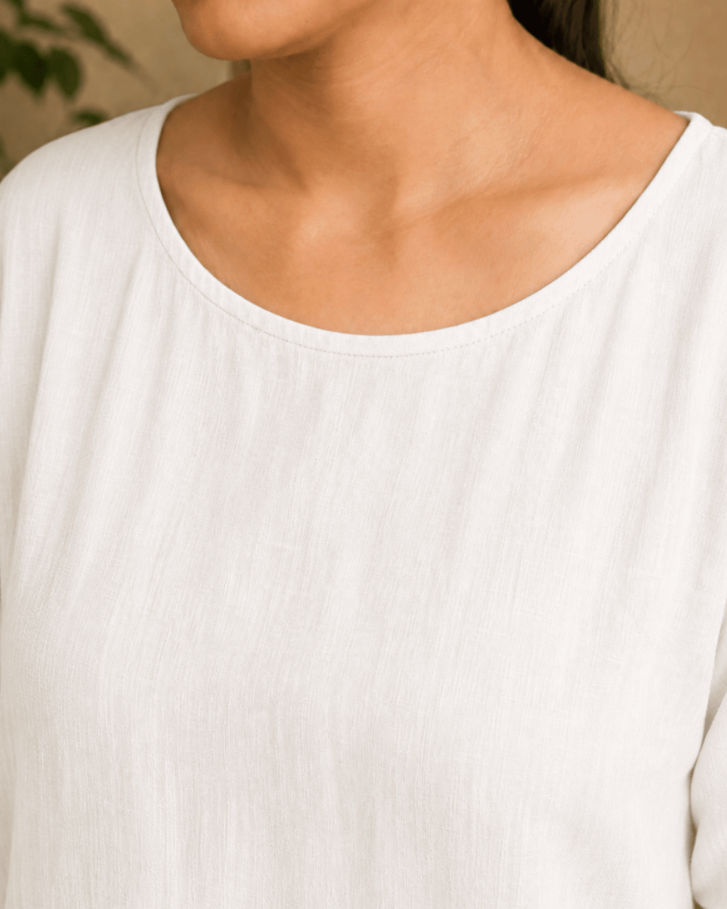 Luxury Muslin A-Line Long Kurta & Straight Pants Coord – Pearl White