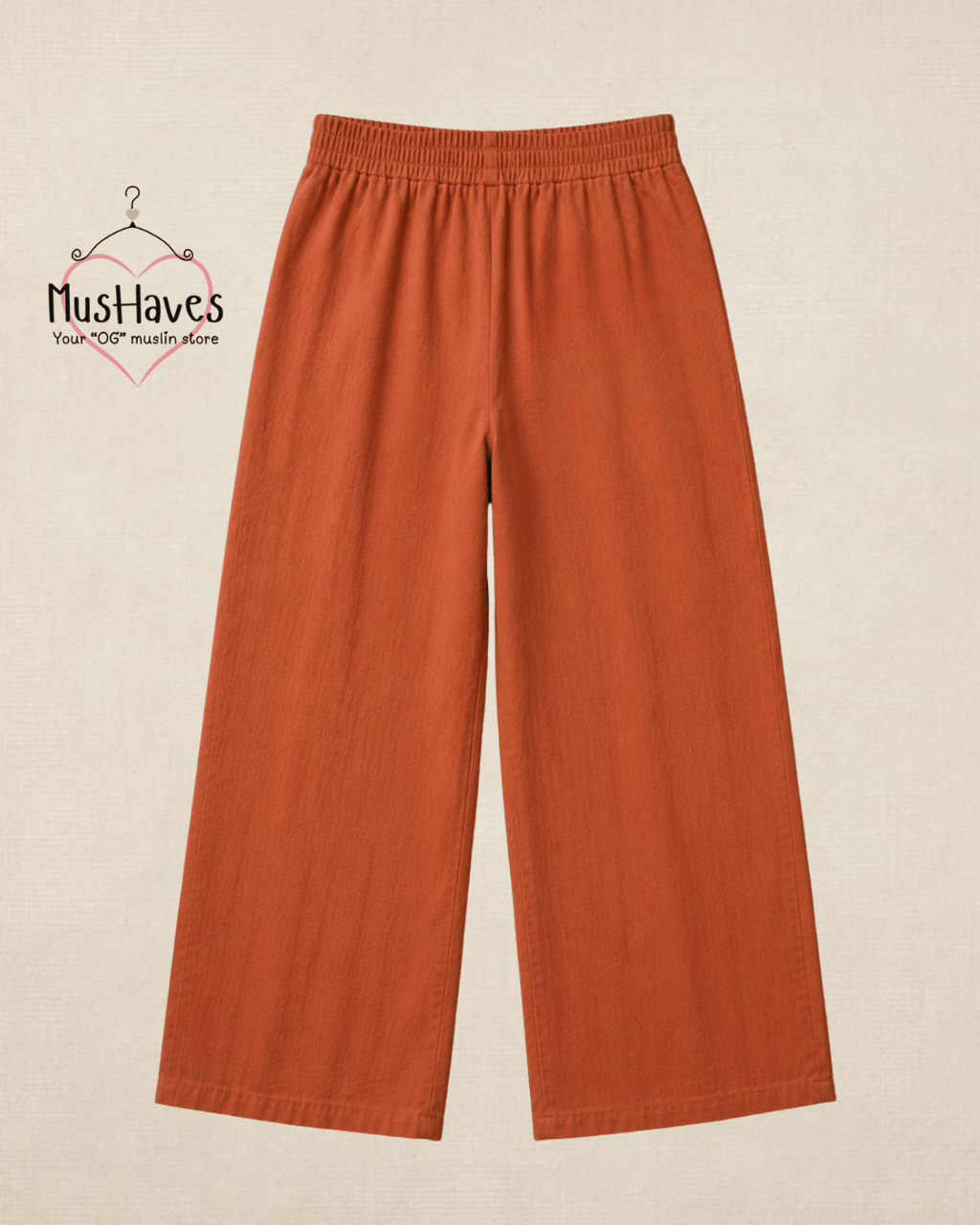 Luxury Muslin A-Line Long Kurta & Straight Pants Coord – Rust Terracotta