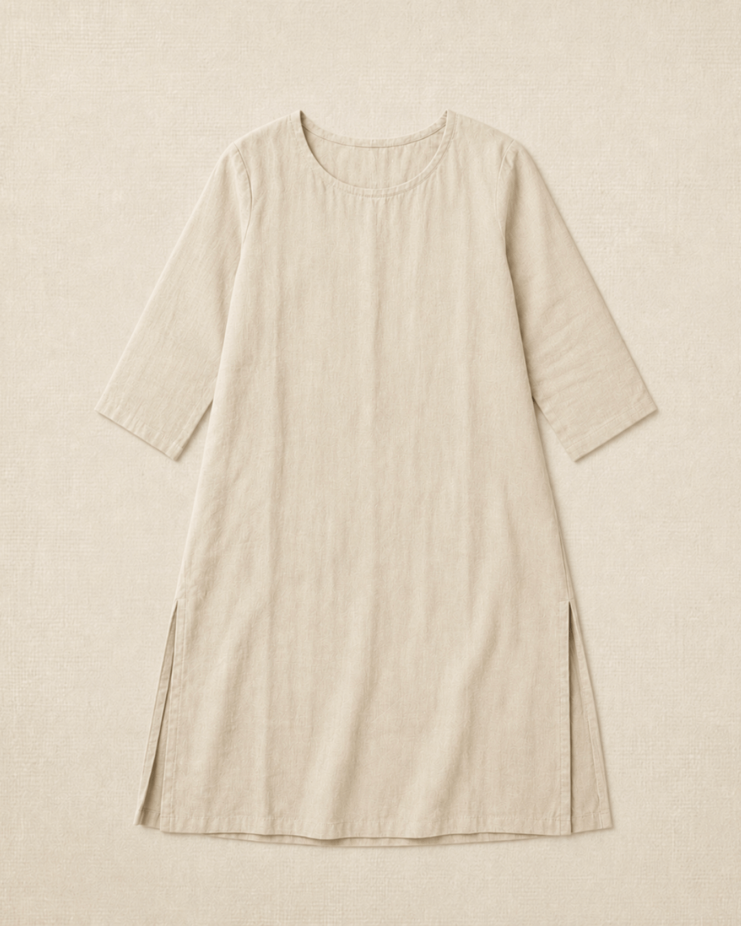 Luxury Muslin A-Line Long Kurta & Straight Pants Coord – Cream Beige