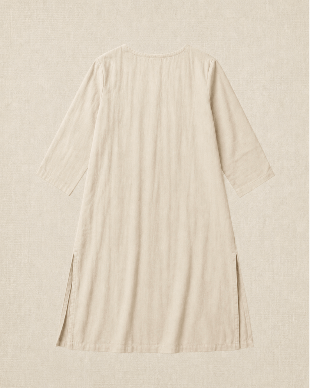 Luxury Muslin A-Line Long Kurta & Straight Pants Coord – Cream Beige