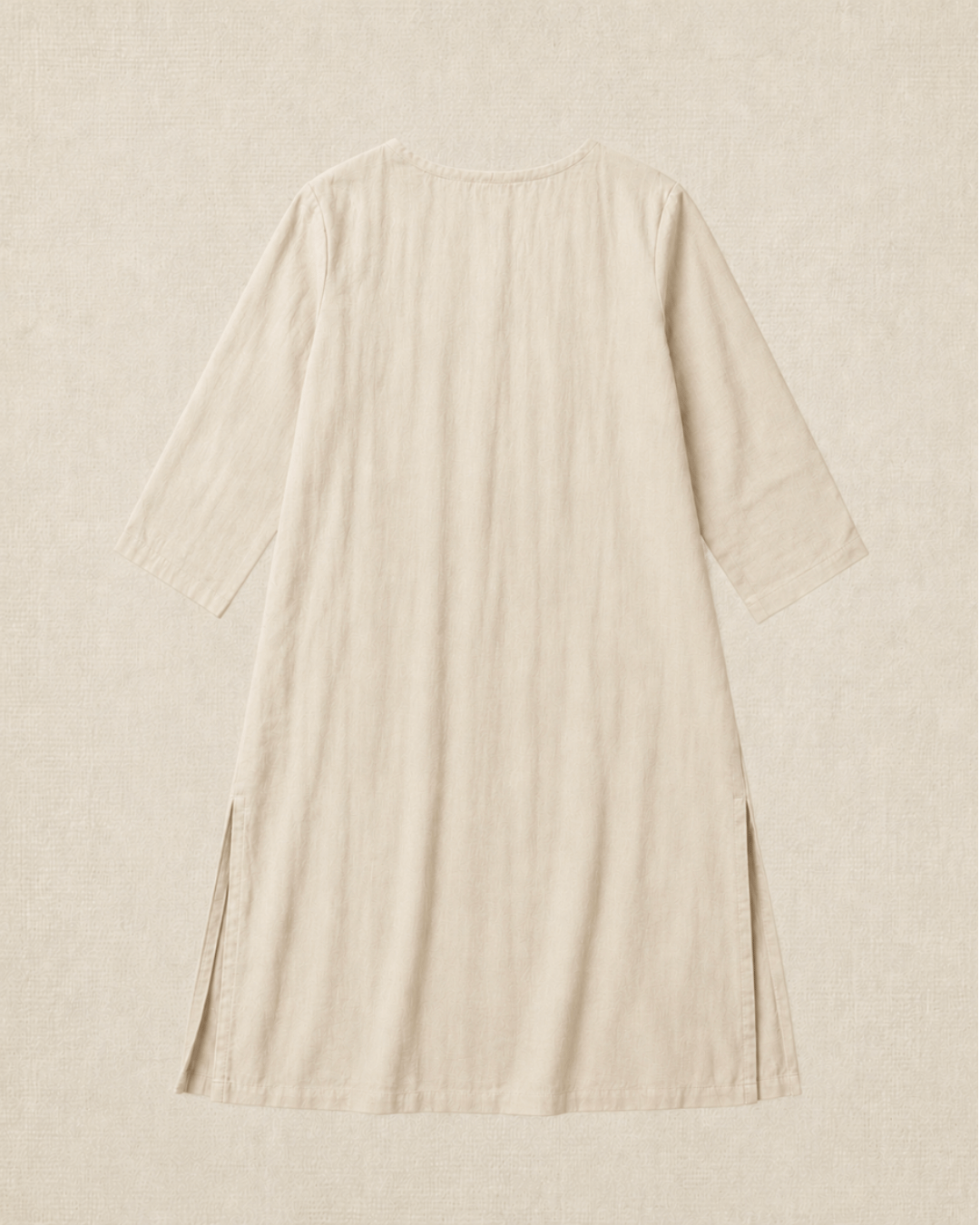 Luxury Muslin A-Line Long Kurta & Straight Pants Coord – Cream Beige