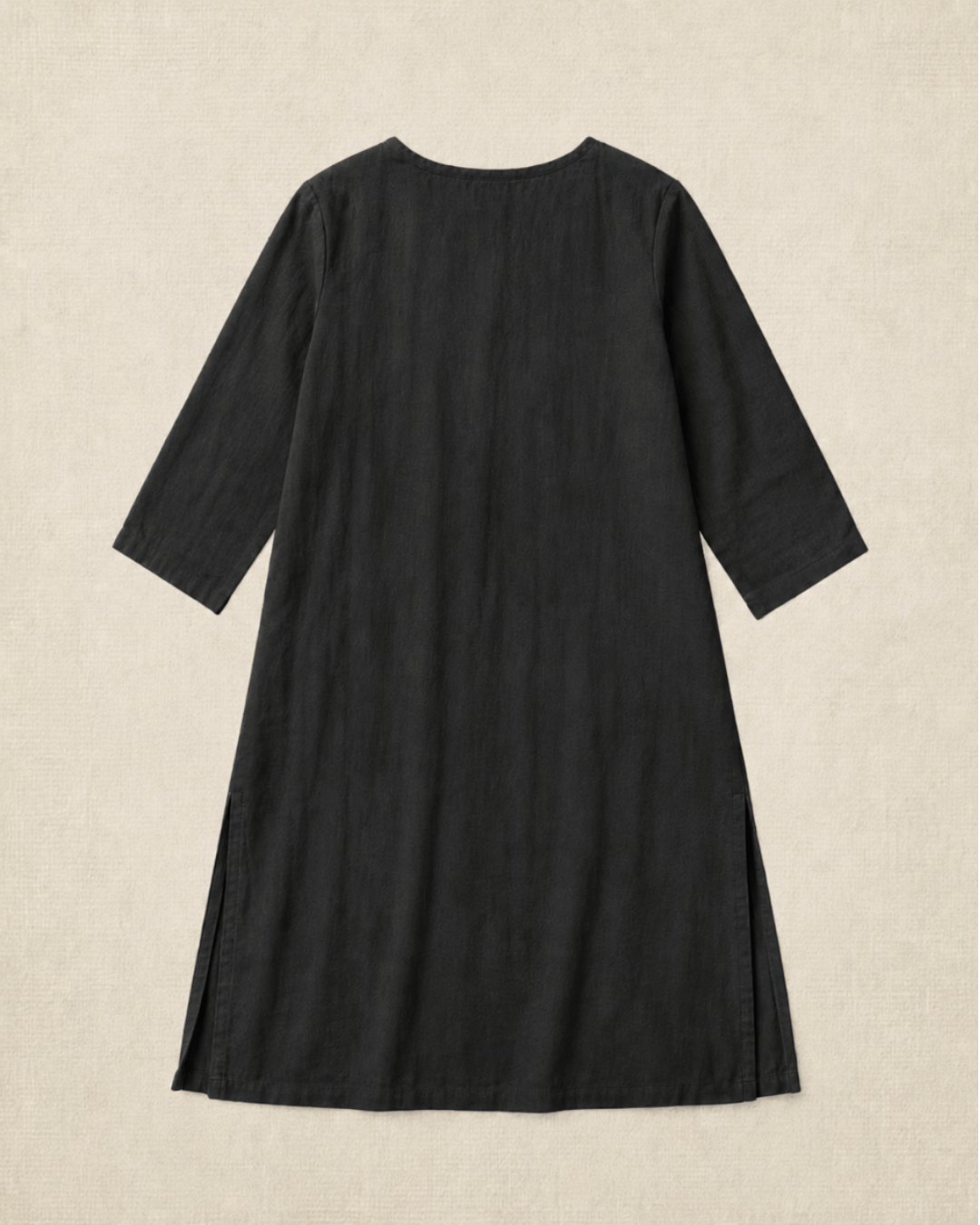 Luxury Muslin A-Line Long Kurta & Straight Pants Coord – Charcoal Black